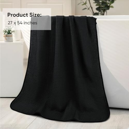 HOMEXCEL Black Waffle Bath Towels 2 Pack