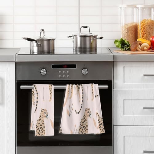 Bolaz Cheetah Leopard Hand Towels 2PCS Soft Cotton 1