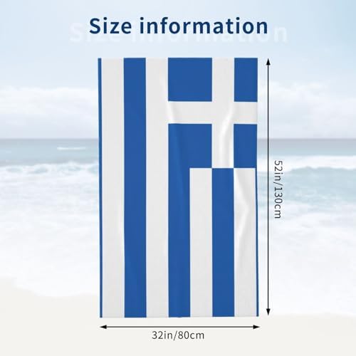 WURTON Greek Flag Print Beach Towel for Adults and Kids