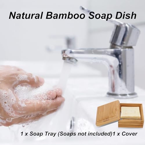 2-Pack Wooden Soap Holder with Lid for Bathroom