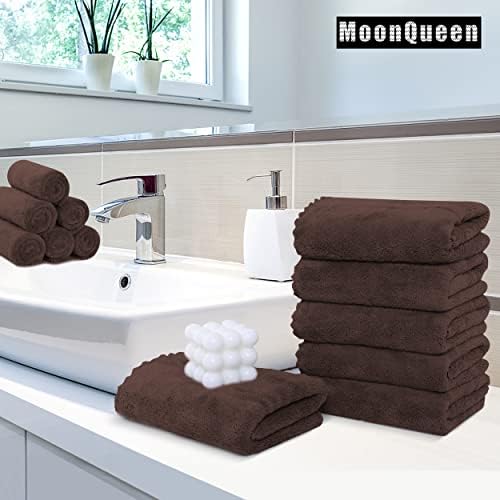 MOONQUEEN 18 Pack Premium Hand Towels - 16x28 Wood Brown