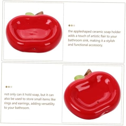BRIGHTFUFU Apple Shaped Ceramic Soap Dish with Drainage