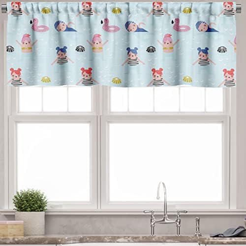 Ambesonne 3 Pcs Summer Valance Tier Curtain Set