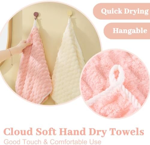 6Pcs Coral Velvet Hand Towels with Hanging Loop 1