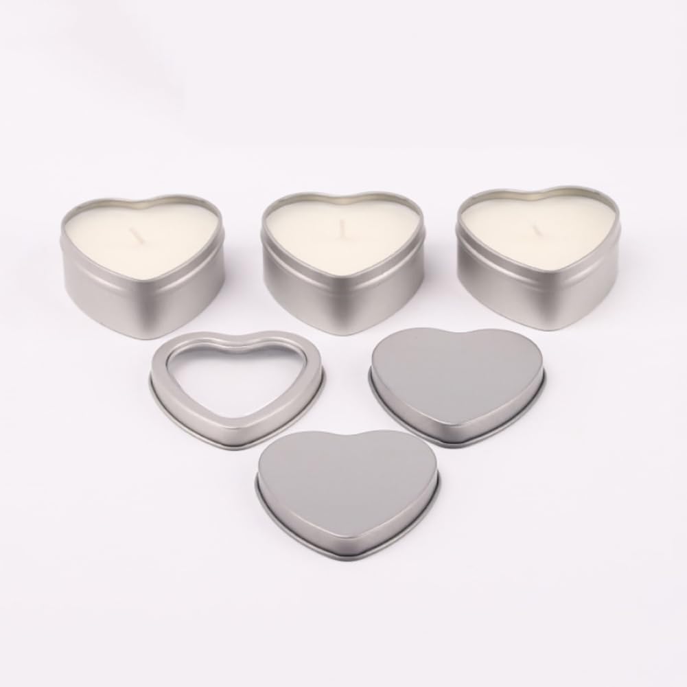 ccHuDE 6 Pcs Heart Shaped Metal Tin Containers for Valentines Day Gifts