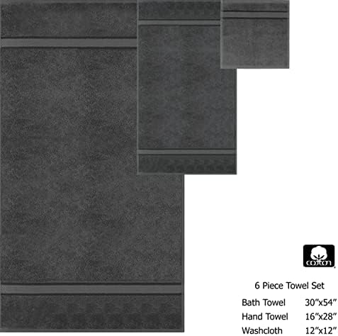 COTTON CRAFT Ultra Soft 6-Piece Towel Set - Charcoal