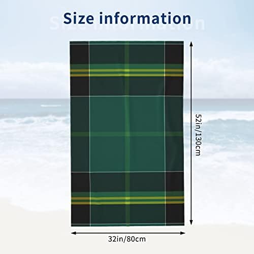 Bright Green Plaid Beach Towel for Kids and Adults