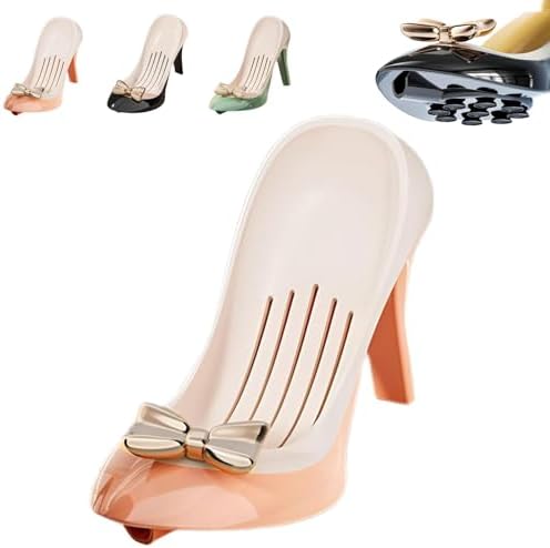 Creative High Heels Soap Box - Self Draining Design 45 Degree Tilt Orange