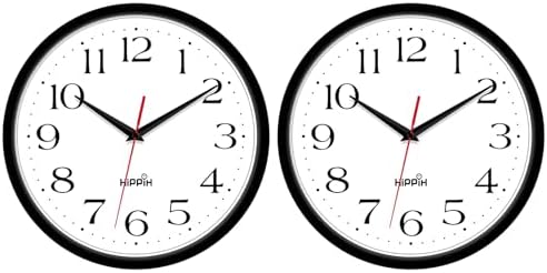 HIPPIH 2 Pack Silent Digital Wall Clocks 10 Inch Black