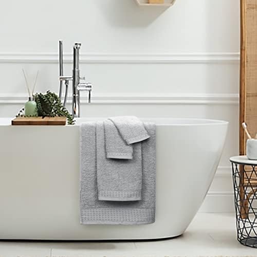 GLAMBURG 100 Cotton Towel Set 6 Pack Light Grey