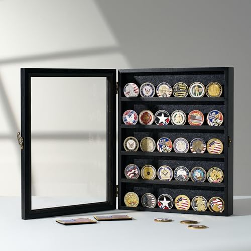 AW BRIDAL Large Shadow Box for Coins and Collectibles 11x14 Inch Black