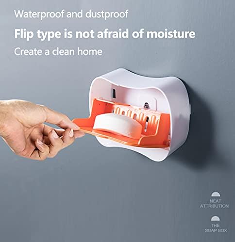SHOUCAN Bar Soap Holder Adhesive No Drilling Wall Mount Large Orange