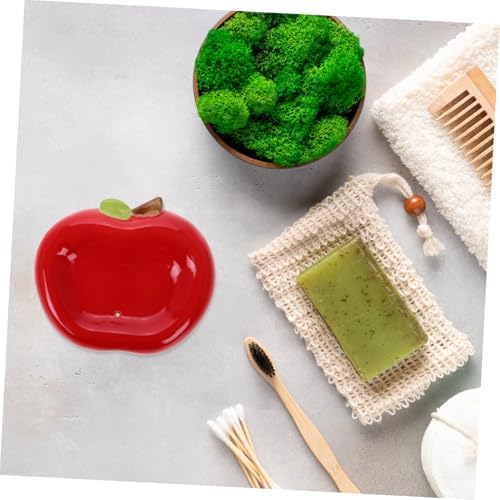 Fondotin Apple Shaped Ceramic Soap Tray with Drainage Hole