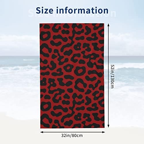 Red Black Leopard Print Beach Towel Oversized