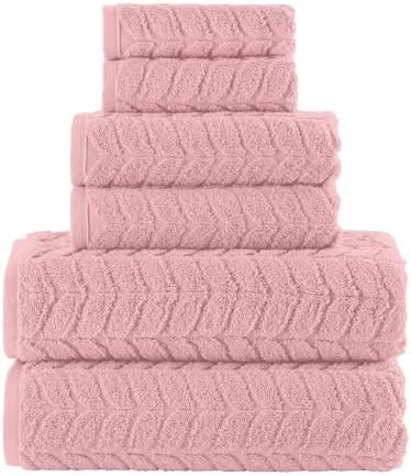 Elegant Comfort Luxury 6-Piece Turkish Cotton Towel Set - Dusty Rose