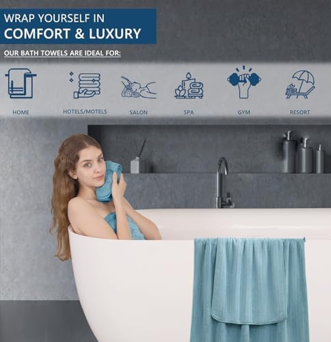 18 Piece Soft Turquoise Bath Towel Set