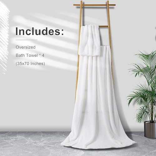 Smuge 4-Piece Bath Towel Set 35x70 Inches Quick Dry Microfiber