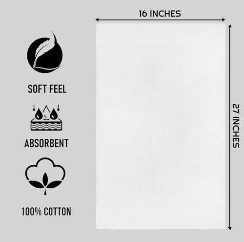 ZUPERIA White Hand Towels - 100 Cotton Pack of 36