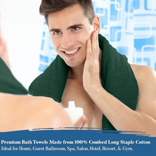 DAN RIVER 100 Cotton Bath Towels 27x54 inches Pack of 4 Hunter Green