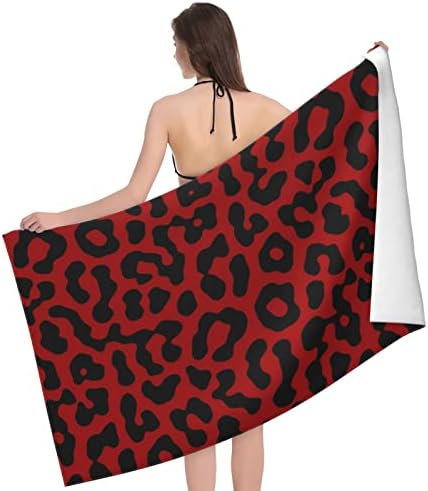 Red Black Leopard Print Beach Towel Oversized