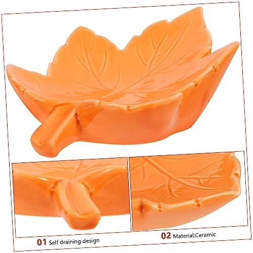 Homoyoyo Leaf Shaped Ceramic Soap Dish - Self-Draining Vanity Organizer