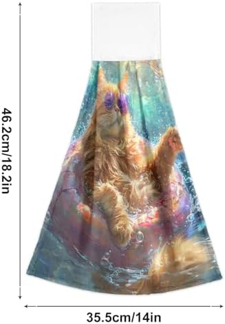 RPLIFE Cat Lounges Hand Towels 2 Pack Soft Bathroom Towels with Hanging Loops