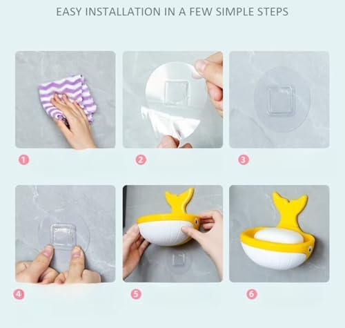 Cute Whale Soap Holder Suction Cup Drill-Free Removable Yellow