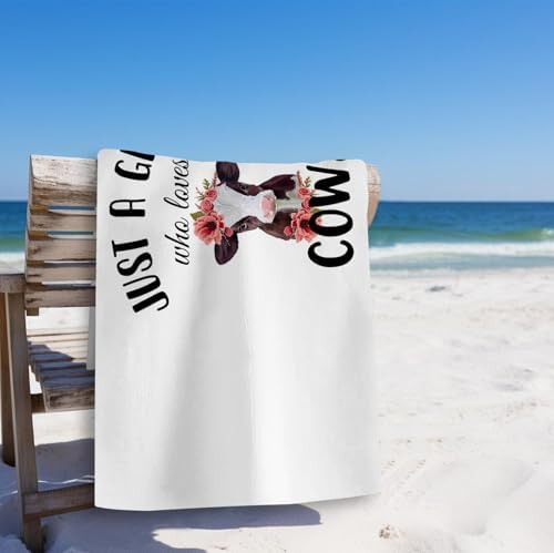 Tzhim Floral Cow Beach Towel 29x60in for Adults and Kids