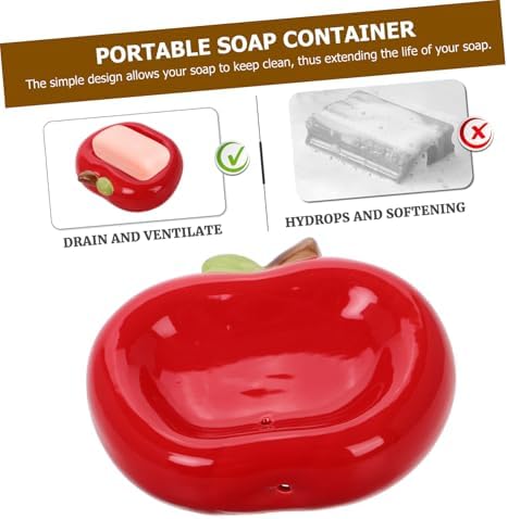 Fondotin Apple Shaped Ceramic Soap Tray with Drainage Hole