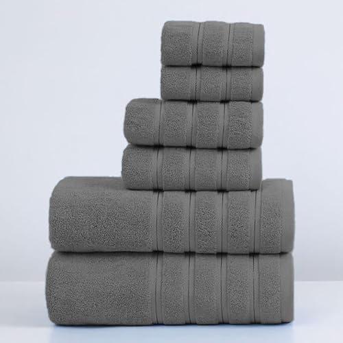 ZISH Soft Linen Luxury 100 Turkish Cotton Towel Set - 6 Pieces Grey