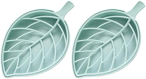 2Pcs Plastic Soap Dish with Drain Blue