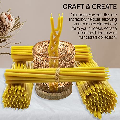 45 Pack Pure Beeswax Taper Candles 7 Inch Honey Scented