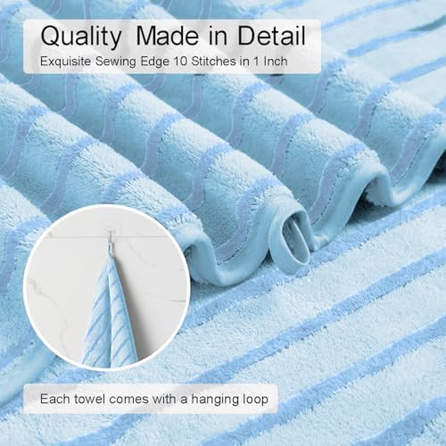 Mistyrose Blue Towel Set - 8 Pack Microfiber Bath Towels