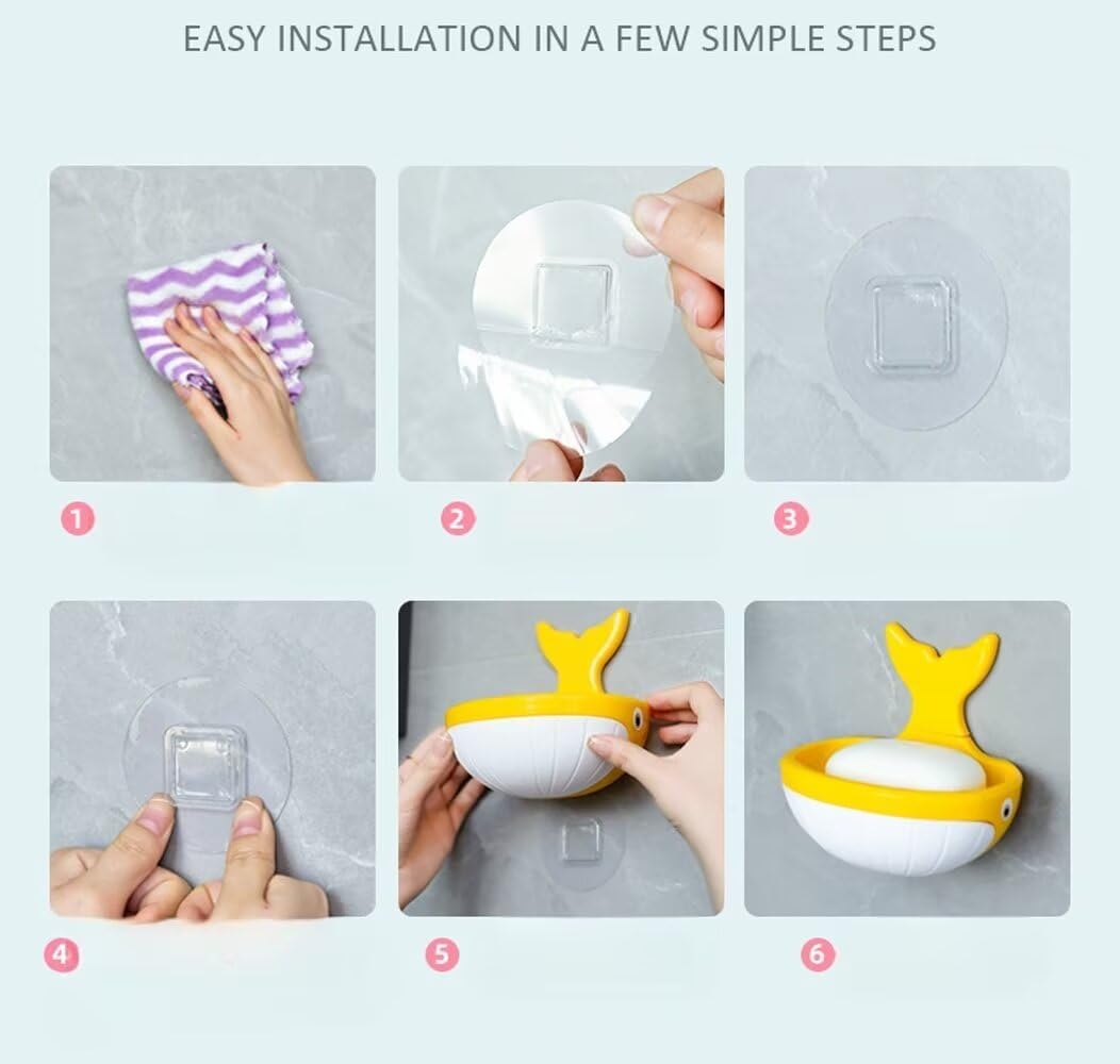 Cute Whale Soap Holder Suction Cup Drill-Free Removable Yellow