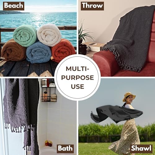 Pskl Waffle Beach Towel 35x70 Turkey Made Black
