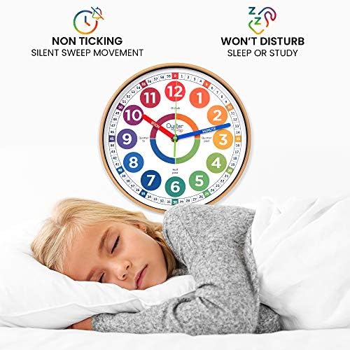 OysterPop Learning Clock for Kids - 10 Inch Silent Teaching Clock