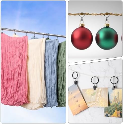 BOOMIBOO 36 Pack Curtain Rings with Clips