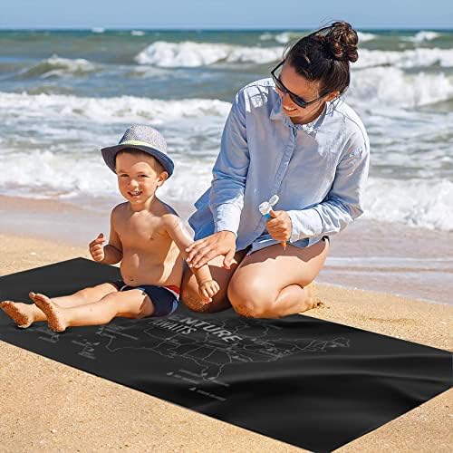 National Park Map Beach Towel - 59 Parks Microfiber Sand Free Travel Towel