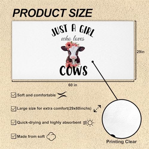 Tzhim Floral Cow Beach Towel 29x60in for Adults and Kids