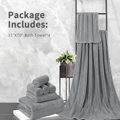 4 Piece Luxurious Bath Towel Set for Home and Hotel Use