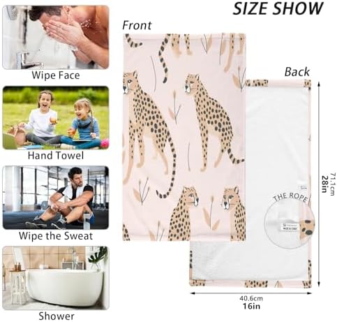 Bolaz Cheetah Leopard Hand Towels 2PCS Soft Cotton 1