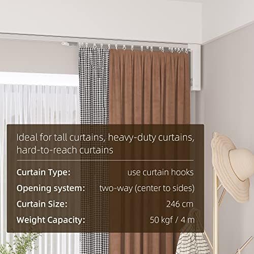 HOMCOM Smart Curtain Opener with Adjustable Track and Voice Control