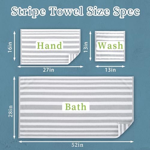 VOOVA MOVAS 6PCS Grey Striped Waffle Towel Set 1