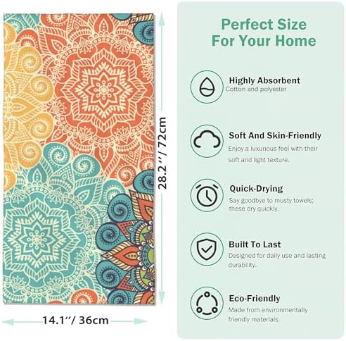 Snowmolle 2 Pack Vintage Mandala Hand Towels