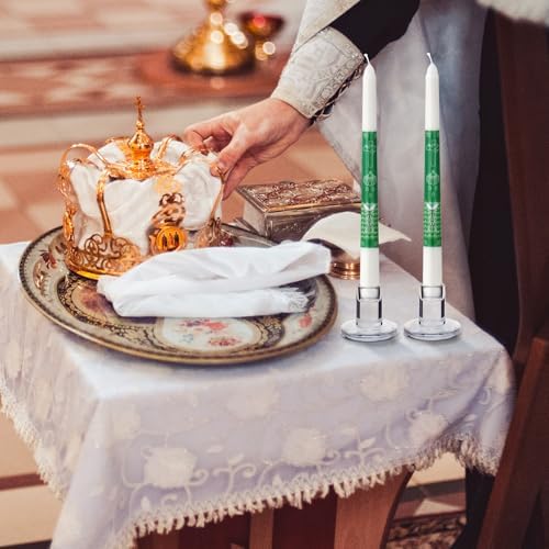 2 Set Baptism Taper Candles with Holder
