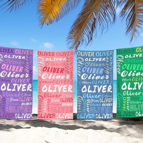 PUREFLY Personalized Beach Towel with Name - 420GSM Cotton Blend