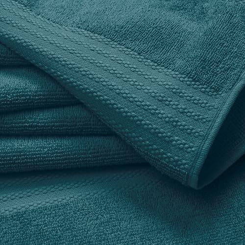 GLAMBURG Premium Cotton Bath Towel Set - 4 Pack Teal