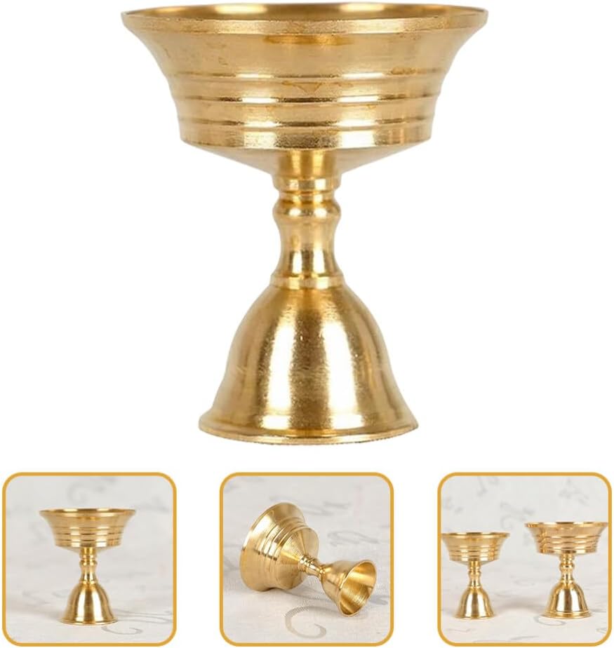 Copper Candle Wick Holder Ghee Lamp Stand for Religious Use