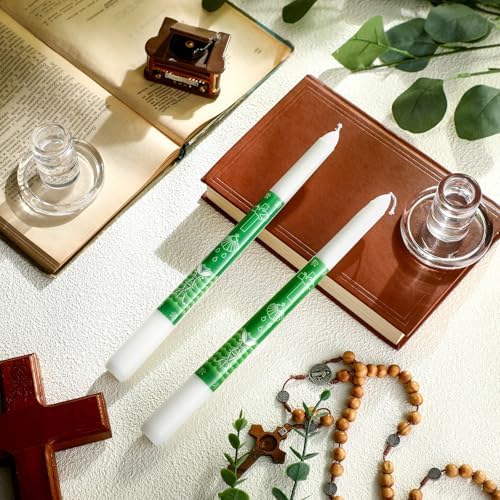 2 Set Baptism Taper Candles with Holder