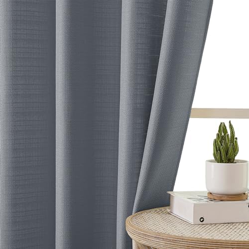 Chyhomenyc Dark Grey Faux Linen Curtains 30x30 2PCS